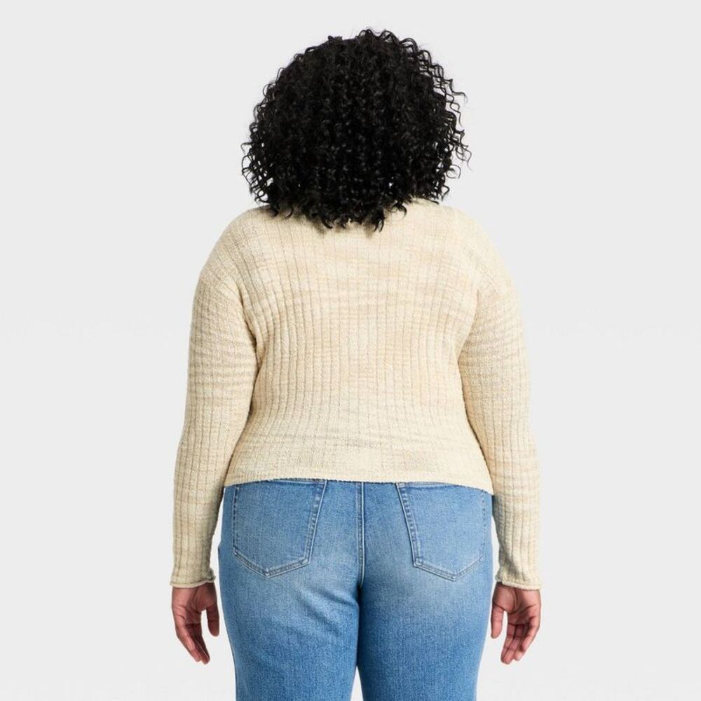 Women's Rib Cardigan - Universal Thread Oatmeal 4X - Picture 2 of 3